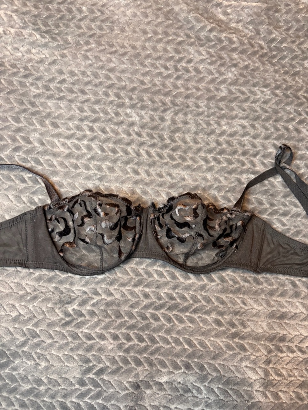 Adore Me Black Sheer Floral Embroidered Underwire Bra
